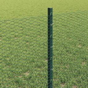 vidaXL Εξωτερική εξάγωνη περίφραξη με στήλη 25 x 0,6 μ Πράσινο Δίχτυ