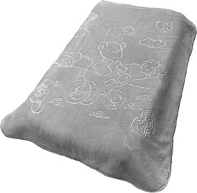Κουβέρτα Βελουτέ Κούνιας (110x140) Dimcol Bicycle Bear 18 Light Grey