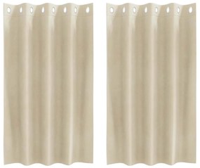 vidaXL Κουρτίνες με κουρτίνες 2 pcs Κρεμ 140 x 140 cm Βελούδο