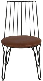 Καρέκλα Ada (Σετ 2Τμχ) 974NMB1191 44x44x84cm Brown-Black Μέταλλο,Τεχνόδερμα