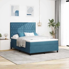 vidaXL Κρεβάτι Σπαστού Στρώματος Σκούρο Μπλε 140x200 εκ. Βελούδο