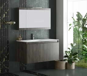 Drop Magnolia S100 Walnut Plywood - Πάγκος με Νιπτήρα &amp; Καθρέπτη