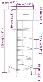 Παπουτσοθήκη Γυαλιστερό Λευκό 30x35x105 εκ. Επεξεργασμένο Ξύλο - Λευκό