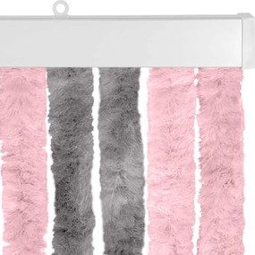 vidaXL Κουρτίνα εντόμων Chenille Ασημί Γκρι και Ροζ 100 x 200 cm