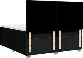 vidaXL Κρεβάτι Boxspring με Στρώμα Μαύρο 200x200 εκ. Υφασμάτινο