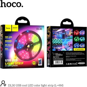 Ταινία LED Hoco DL30 Plus USB RGB με Τηλεχειριμό 4m