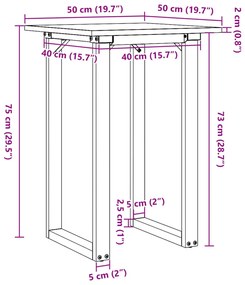 ΤΡΑΠΕΖΙ ΤΡΑΠΕΖΑΡΙΑΣ ΠΛΑΙΣΙΟ Ο50X50X75ΕΚ ΜΑΣΙΦ ΠΕΥΚΟ/ΧΥΤΟΣΙΔΗΡΟΣ 3282669