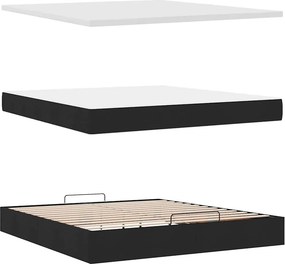vidaXL Οθωμανικό κρεβάτι με στρώμα Μαύρο 160x200cm Ύφασμα