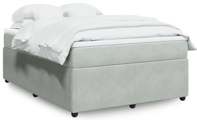 vidaXL Κρεβάτι Boxspring με Στρώμα Ανοιχτό Γκρι 140x190 εκ. Βελούδινο