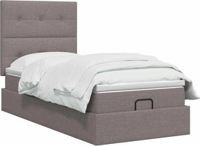 vidaXL Κρεβάτι Ottoman με Στρώμα και LED Taupe 100 x 200 cm Ύφασμα