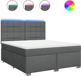 vidaXL Κρεβάτι Boxspring με Στρώμα Σκούρο Γκρι 180x200 εκ Υφασμάτιν