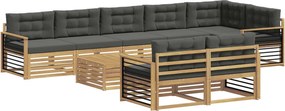 vidaXL Σειρά Καναπέ Εξωτερικού 9 pcs Άσπρο και Ανθρακί Πολυεστέρας