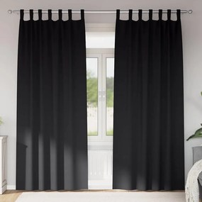 vidaXL Κουρτίνες Μαύρης Ύφανσης με Δαχτυλίδια 2 pcs Μαύρο