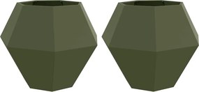 vidaXL Γλάστρα 2 τμχ. Λαδί 100 x 100 x 80 εκ Ατσάλι