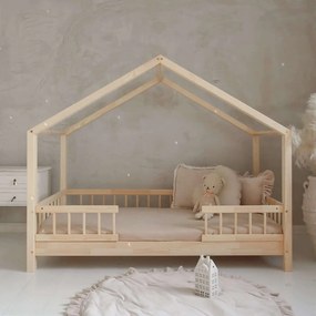 Κρεβάτι Παιδικό Montessori HouseBed Bello Duo με Αφαιρούμενα Κάγκελα 23cm σε Φυσικό  Ξύλο  100×200cm  Luletto (Δώρο 10% έκπτωση στο Στρώμα)