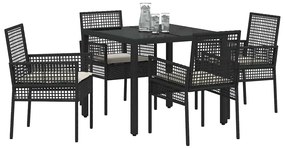 vidaXL Σέτ φαγητού για κήπο 5 pcs Μαύρο Πολυ ράταν