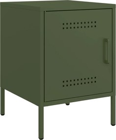 vidaXL Κομοδίνο Πράσινο Λαδί 36x39x50,5 εκ. από Χάλυβα