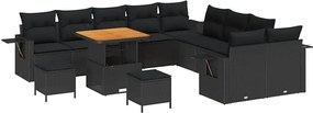 vidaXL Σετ Καναπέ Κήπου 13 pcs Μαύρο συνθετικό ρατάν