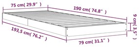 ΠΛΑΙΣΙΟ ΚΡΕΒΑΤΙΟΥ ΛΕΥΚΟ 75X190 ΕΚ ΜΑΣΙΦ ΠΕΥΚΟ 2FT6 SMALL SINGLE 823485