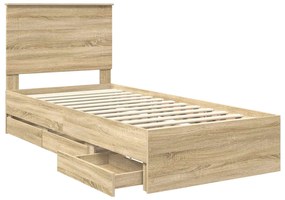 vidaXL Σκελετός Κρεβατιού Δρύς Sonoma 90 x 190 cm Μηχανήματος Ξύλο