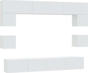 vidaXL Σετ Επίπλου Τηλεόρασης 8 Τεμαχίων Λευκό από Επεξεργασμένο Ξύλο