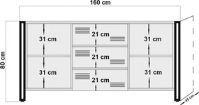 Μπουφές Πεύκο Atlantic / Μαύρο COSMO 160x45x80