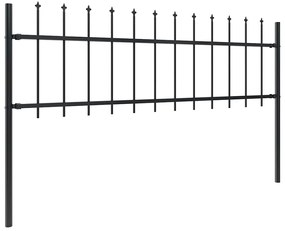 vidaXL Φράχτης Κήπου με Κορυφή Δόρυ από Ατσάλι, Μαύρος 1070x60 εκ.