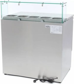 Pizza Prep Fridge - 90cm - 2 Doors - Fits 5 x 1/6 GN - incl Glass Cover