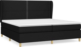 vidaXL Κρεβάτι Boxspring με Στρώμα Μαύρο 200x200 εκ. Υφασμάτινο