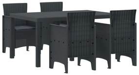 vidaXL Σετ Τραπεζαρίας 5 Τεμαχίων με Μαξιλάρια Ανθρακί Πολυ Ρατάν