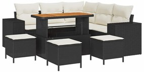 vidaXL Σετ Καναπέ Κήπου 9 pcs Μαύρο, Κρέμα 110 x 55 x 71 εκ