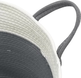 vidaXL Καλάθι Αποθήκευσης Γκρι και Λευκό Ø38 x 46 εκ. Βαμβακερό