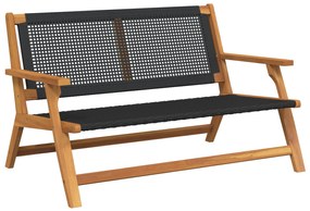 vidaXL Πάγκος Κήπου Μαύρος 122x76x73,5 εκ. Μασίφ Ξύλου Ακακίας