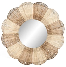 Τοίχο καθρέφτη Home ESPRIT Καφέ Φυσικό Boho 87 X 8 X 87 CM