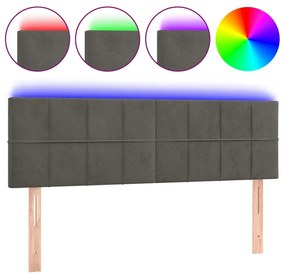 Κεφαλάρι Κρεβατιού LED Σκούρο Γκρι 144x5x78/88 εκ. Βελούδινο 3121661