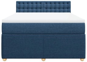 vidaXL Κρεβάτι Boxspring με Στρώμα Μπλε 140x200 εκ. Υφασμάτινο