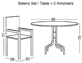 BALENO SET ΚΗΠΟΥ - ΒΕΡΑΝΤΑΣ: ΤΡΑΠΕΖΙ + 2 ΠΟΛΥΘΡΟΝΕΣ ΜΕΤΑΛΛΟ ΚΑΦΕ - WICKER BROWN