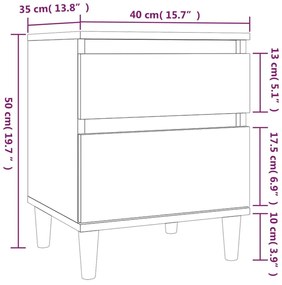 Κομοδίνα 2 τεμ. Καπνιστή Δρυς 40 x 35 x 50 εκ. - Καφέ