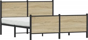 vidaXL Σκελετός Κρεβ. Χωρίς Στρώμα Sonoma Δρυς 140x190 εκ. Μεταλλικό