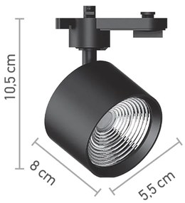 InLight Σποτ Ράγας Μαύρο LED 10W 3000K D:5,5cmX10,5cm (T00501-BL)