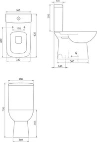 Cerastyle Duru 028800 - Λεκάνη με καζανάκι - Κατωστόμια