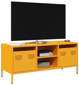 vidaXL Έπιπλο Τηλεόρασης Μουσταρδί 101,5x39x43,5 Ατσάλι Ψυχρής Έλασης