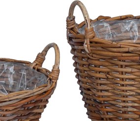 vidaXL Καλάθι φυτών με αποθήκευση 2 pcs Καφέ Ρατάν Lacak