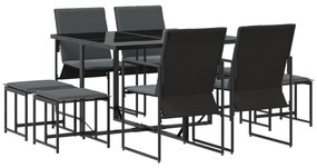 vidaXL Σετ Φαγητού Κήπου 10 Τεμαχίων με Μαξιλάρια από Χάλυβα και Τεξτιλίνη