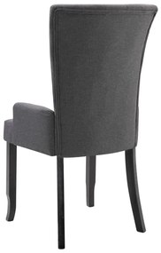 Καρέκλες Τραπεζαρίας με Μπράτσα 6 τεμ. Σκούρο Γκρι Υφασμάτινες - Γκρι
