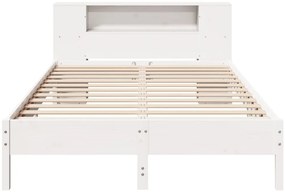 Κρεβάτι Βιβλιοθήκη Χωρίς Στρώμα Λευκό 135x190 εκ Μασίφ Πεύκο - Λευκό
