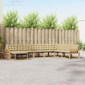 vidaXL Σειρά Καναπέ Εξωτερικού με μαξιλάρι 8 pcs Λευκό και Μπεζ