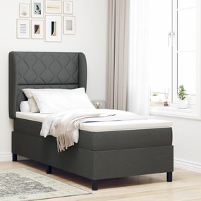 vidaXL Κρεβάτι Box Spring με Στρώμα σε Σκούρο Γκρι - 100x200 εκ. Ύφασμα