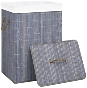 vidaXL Καλάθι Άπλυτων με 1 Τμήμα Γκρι από Μπαμπού