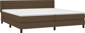 vidaXL Κρεβάτι Boxspring με Στρώμα Σκούρο Καφέ 200x200 εκ. Υφασμάτινο